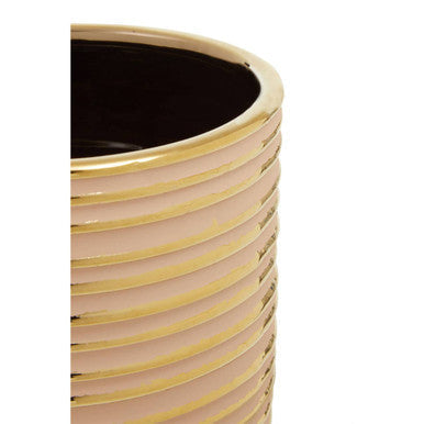 Orsina Haldis Large Ceramic Planter – Blush Pink and Gold Indoor Pot