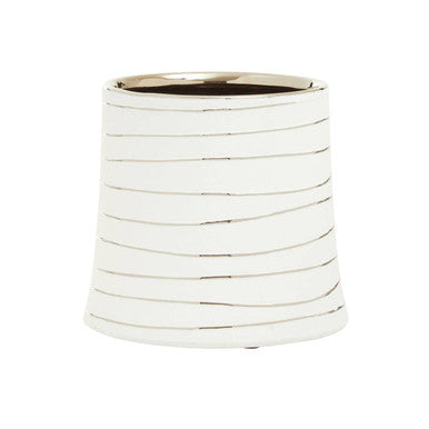 Orsina Haldis Small White and Silver Ceramic Planter for Succulents