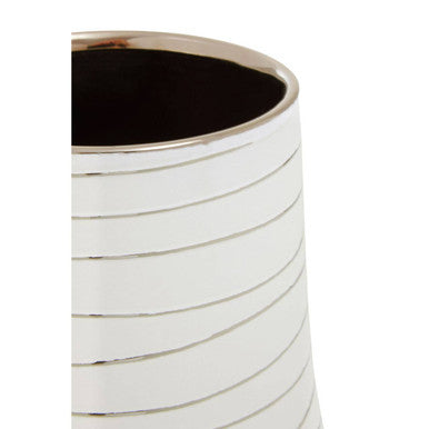 Orsina Haldis Small White and Silver Ceramic Planter for Succulents