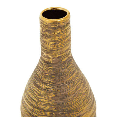 Orsina Hermosa Gold Small Ceramic Bottle Vase – Boho Textured Decor