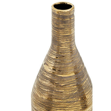 Orsina Hermosa Gold Large Ceramic Bottle Vase | Geometric Decor
