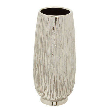 Orsina Hesper Large Silver Ceramic Vase – Tall Elegant Centerpiece