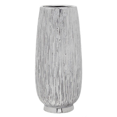 Orsina Hesper Large Silver Ceramic Vase – Tall Elegant Centerpiece
