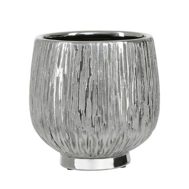 Orsina Hesper Small Silver Ceramic Planter | Modern Succulent Pot