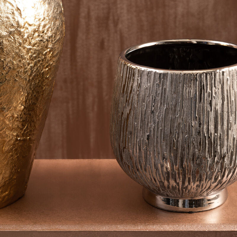 Orsina Hesper Small Silver Ceramic Planter | Modern Succulent Pot