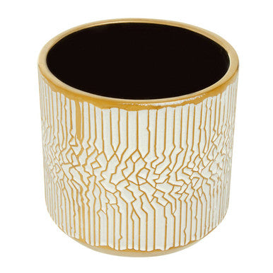 Orsina Honna Small White and Gold Ceramic Planter | Indoor Plant Pot