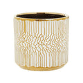 Orsina Honna Small White and Gold Ceramic Planter | Indoor Plant Pot