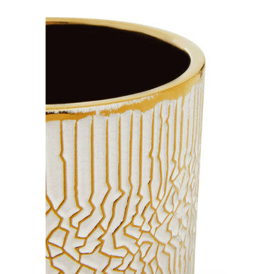 Orsina Honna Small White and Gold Ceramic Planter | Indoor Plant Pot