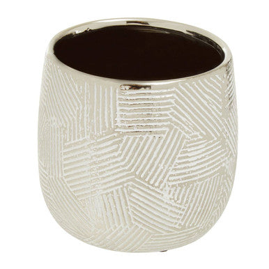 Orsina Honna Small White and Silver Ceramic Planter for Succulents