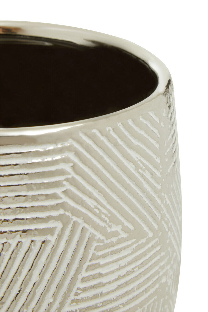 Orsina Honna Small White and Silver Ceramic Planter for Succulents