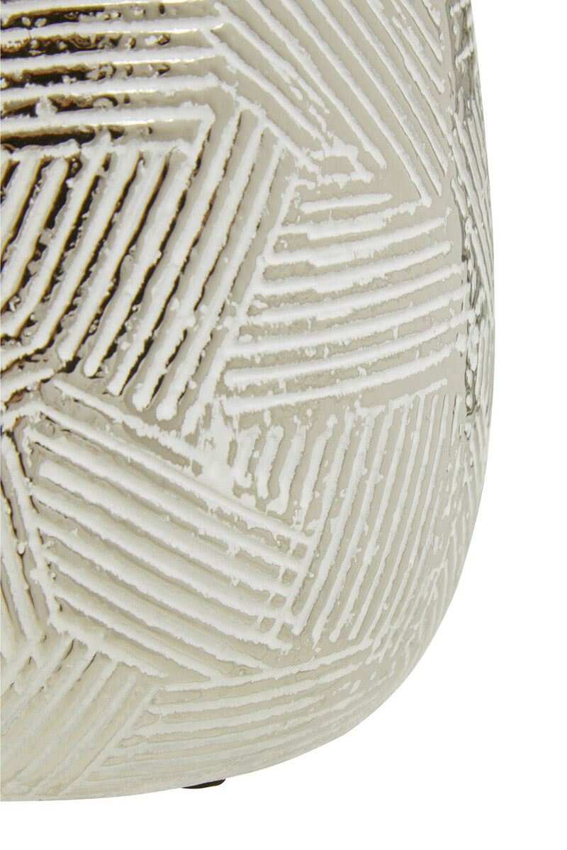 Orsina Honna Small White and Silver Ceramic Planter for Succulents