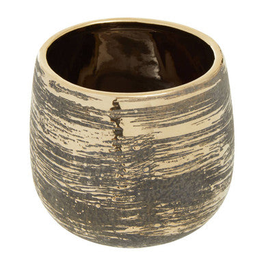 Orsina Honna Small Ceramic Planter – Handcrafted Grey & Metallic