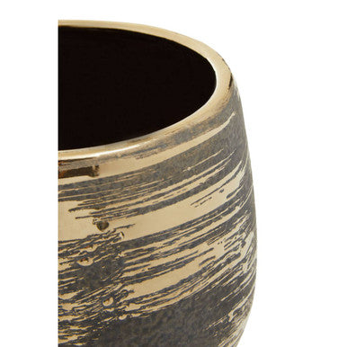 Orsina Honna Small Ceramic Planter – Handcrafted Grey & Metallic