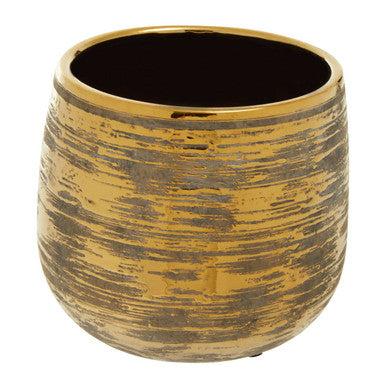 Orsina Honna Large Ceramic Planter – Grey with Metallic Detailing