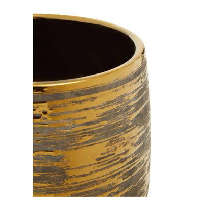 Orsina Honna Large Ceramic Planter – Grey with Metallic Detailing