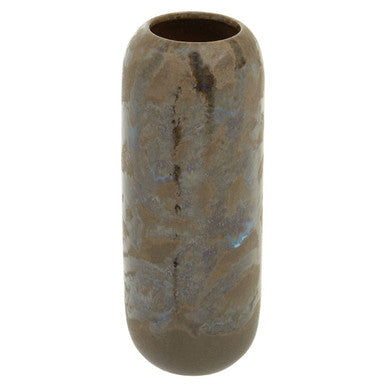 Orsina Silas Brown Cylindrical Ceramic Vase with Reactive Glaze