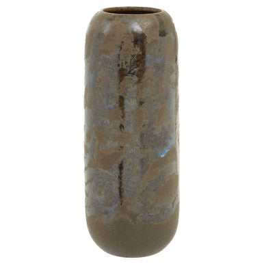 Orsina Silas Brown Cylindrical Ceramic Vase with Reactive Glaze