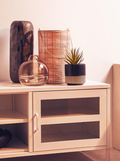 Orsina Silas Brown Cylindrical Ceramic Vase with Reactive Glaze