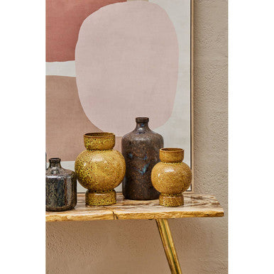Orsina Silas Brown Bottle Vase – Handcrafted Stoneware Floral Decor