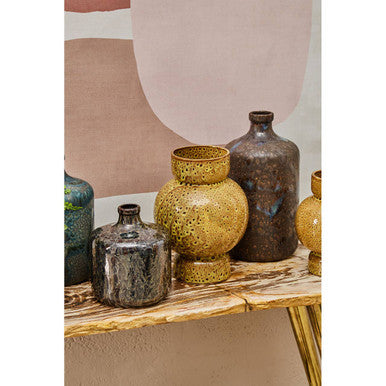 Orsina Silas Brown Bottle Vase – Handcrafted Stoneware Floral Decor