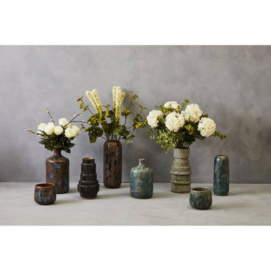 Orsina Silas Brown Bottle Vase – Handcrafted Stoneware Floral Decor