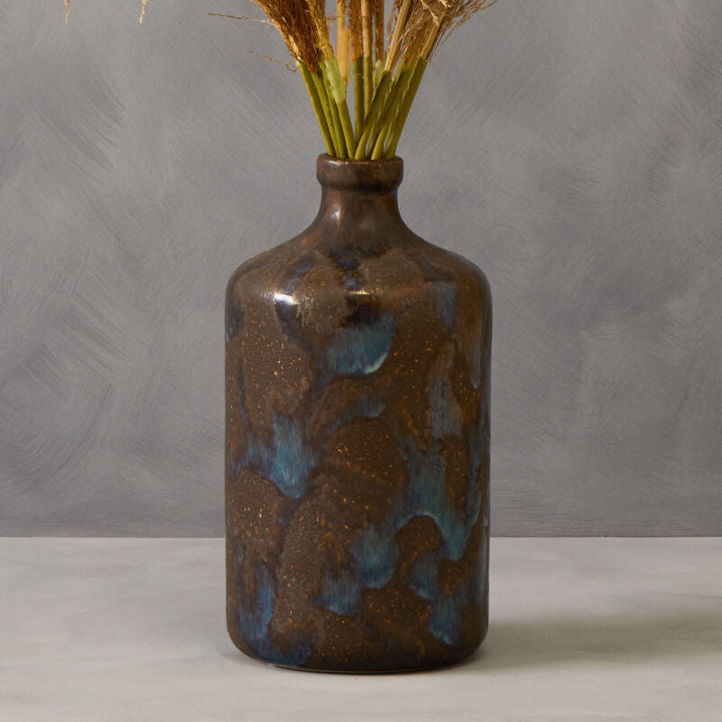Orsina Silas Brown Bottle Vase – Handcrafted Stoneware Floral Decor