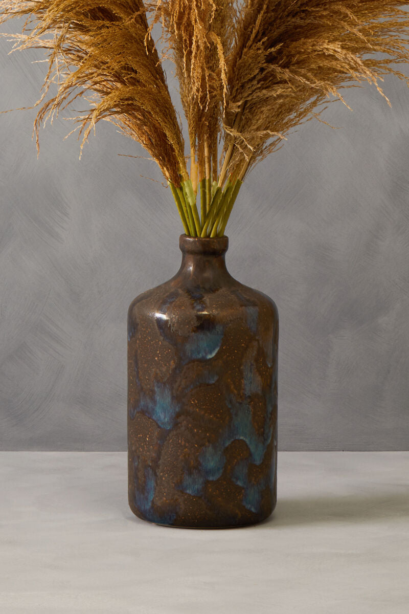 Orsina Silas Brown Bottle Vase – Handcrafted Stoneware Floral Decor