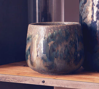 Orsina Silas Brown Ceramic Planter – Modern Indoor Round Plant Pot