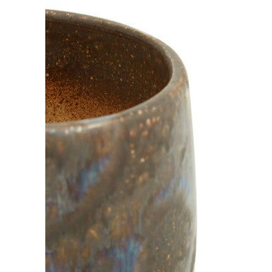 Orsina Silas Brown Ceramic Planter – Modern Indoor Round Plant Pot