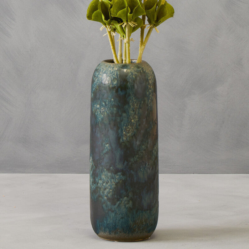 Orsina Silas Green Glazed Stoneware Vase – Modern Sculptural Decor