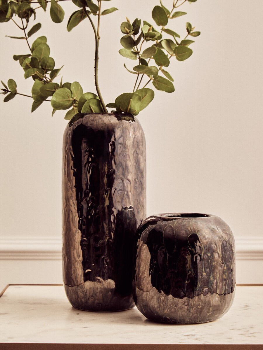 Orsina Silas Dark Blue Ceramic Vase – Modern Cylindrical Home Decor