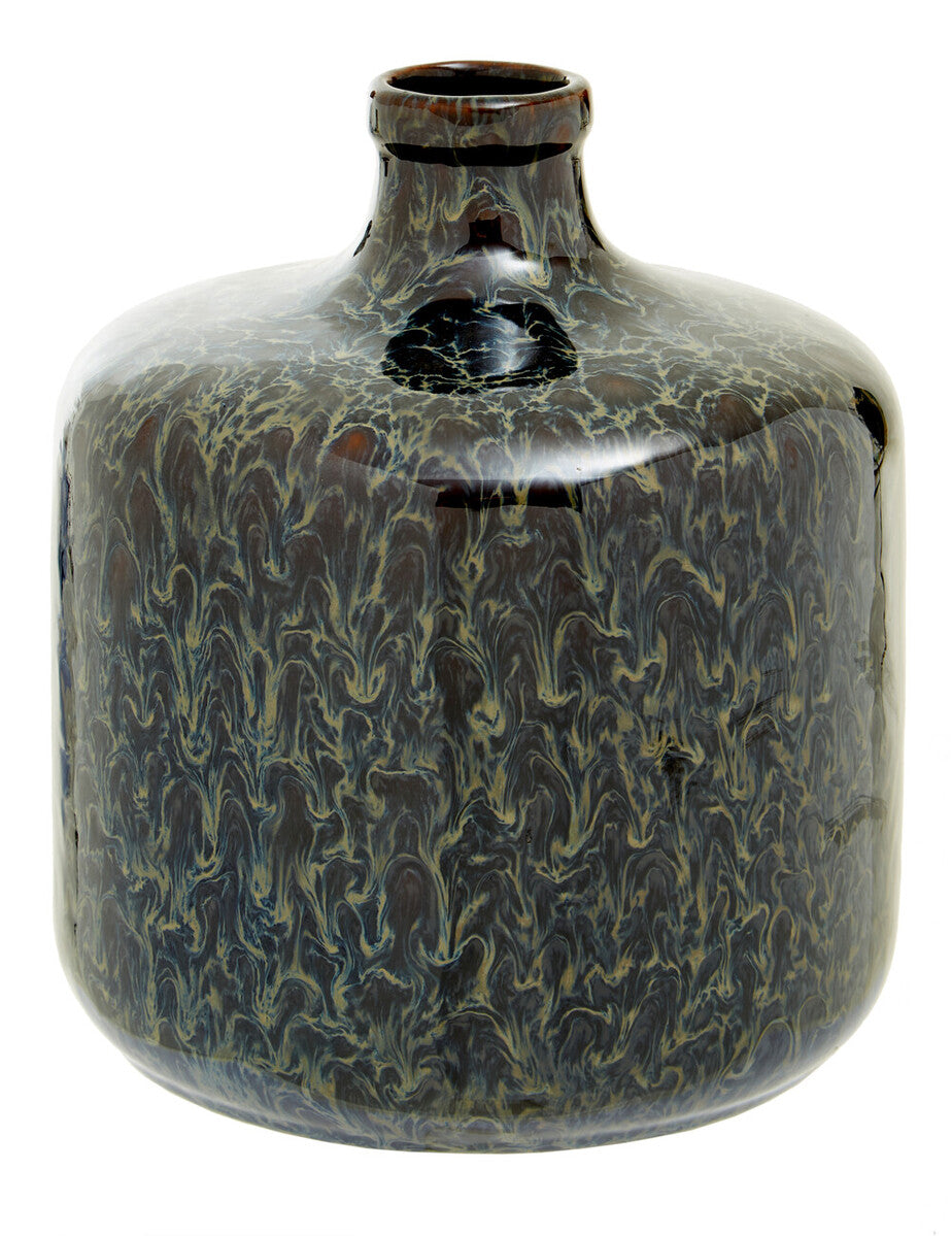 Orsina Silas Dark Blue Bottle Vase – Handcrafted Stoneware Decor