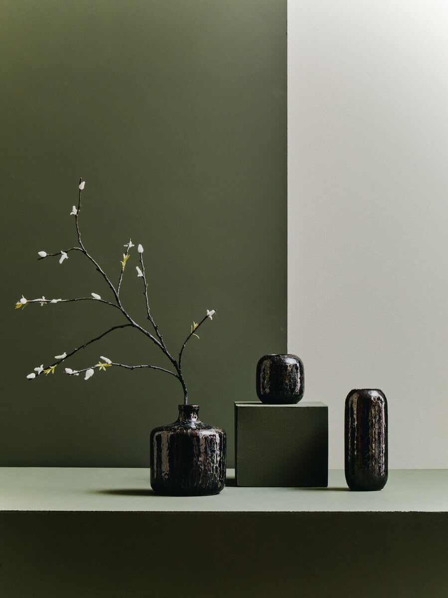 Orsina Silas Dark Blue Bottle Vase – Handcrafted Stoneware Decor