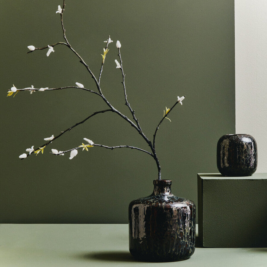 Orsina Silas Dark Blue Bottle Vase – Handcrafted Stoneware Decor