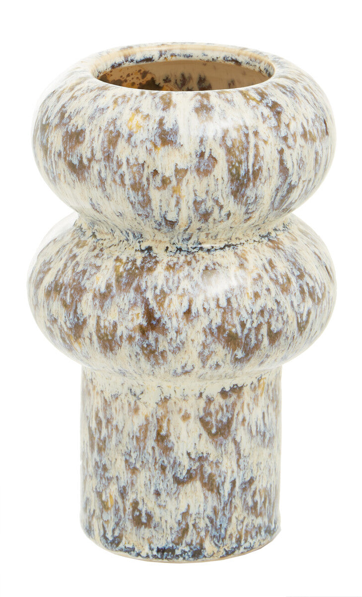 Orsina Shai Small Speckled Stoneware Vase – Modern Beige Decor