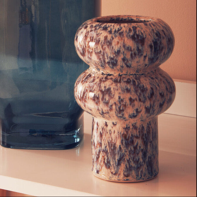 Orsina Shai Small Speckled Stoneware Vase – Modern Beige Decor