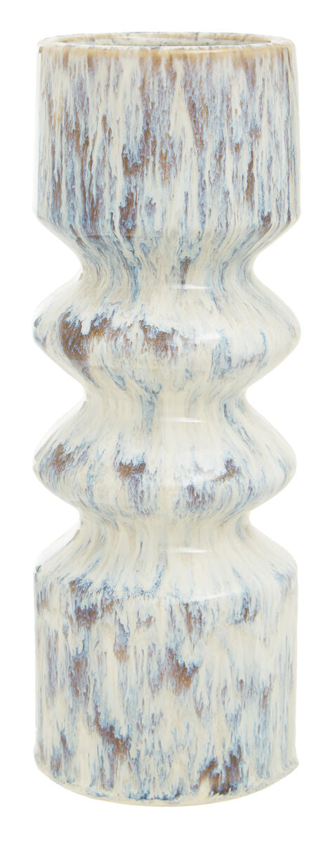 Orsina Shai Large Beige Stoneware Vase – Modern Sculptural Home Decor