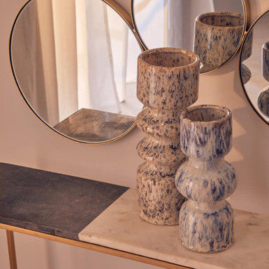 Orsina Shai Large Beige Stoneware Vase – Modern Sculptural Home Decor