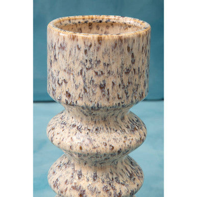 Orsina Shai Large Beige Stoneware Vase – Modern Sculptural Home Decor