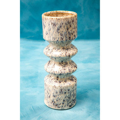 Orsina Shai Large Beige Stoneware Vase – Modern Sculptural Home Decor