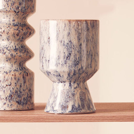 Orsina Shai Small Ceramic Planter – Beige Speckled Modern Succulent Pot