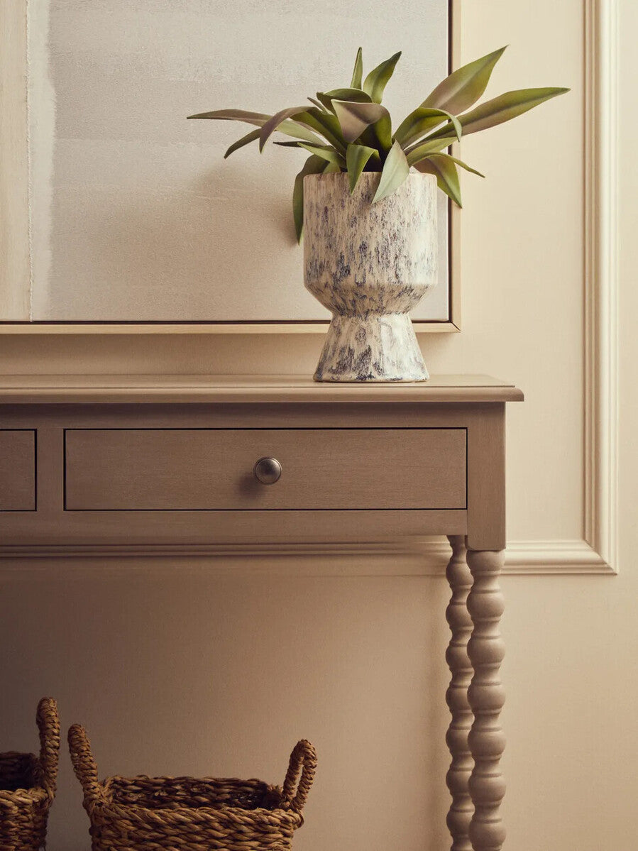 Orsina Shai Small Ceramic Planter – Beige Speckled Modern Succulent Pot