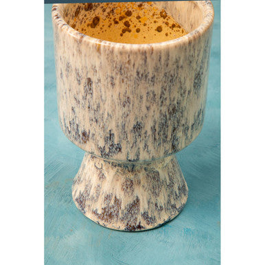 Orsina Shai Large Geometric Beige Stoneware Planter – Modern Indoor Pot