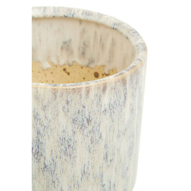 Orsina Shai Large Geometric Beige Stoneware Planter – Modern Indoor Pot