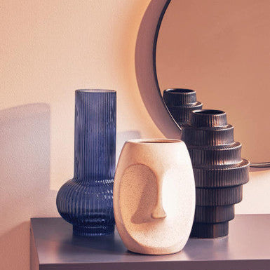 Orsina Viso Small Face Design Vase – Minimalist Stoneware Ceramic Vessel