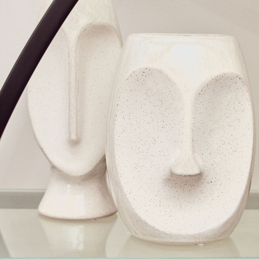 Orsina Viso Small Face Design Vase – Minimalist Stoneware Ceramic Vessel