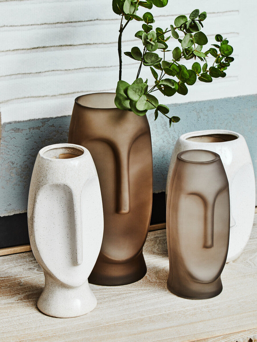 Orsina Viso Large Face Design Vase – Modern Stoneware Centerpiece