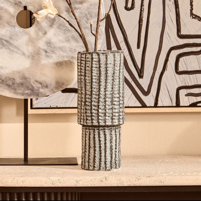 Orsina Soraya Large Grey Speckled Ceramic Vase – Modern Sculptural Decor