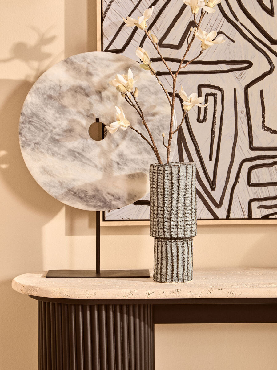 Orsina Soraya Large Grey Speckled Ceramic Vase – Modern Sculptural Decor