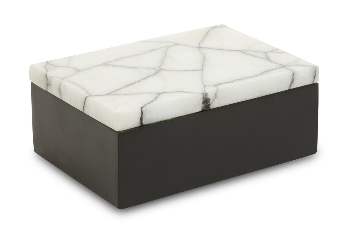 Orsina Marmara Small Marble Trinket Box – Black and White Jewelry Case